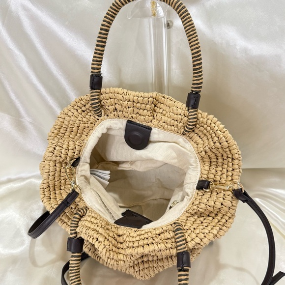 SOLD Zara Woven Basket Bag Crossbody Tan Raffia Easter Spring Vacation Beach - Picture 6 of 15